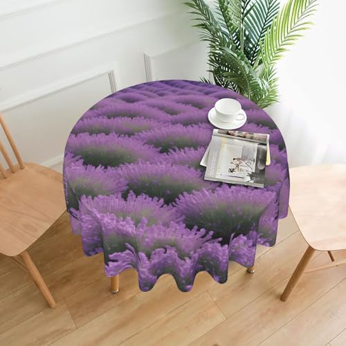 LHFIOHIRG (Lavendel) Runde Tischdecke, 152 cm, knitterfrei, waschbar, Tischdecke für Küche, Esszimmer, Urlaub, Party, Picknick von LHFIOHIRG
