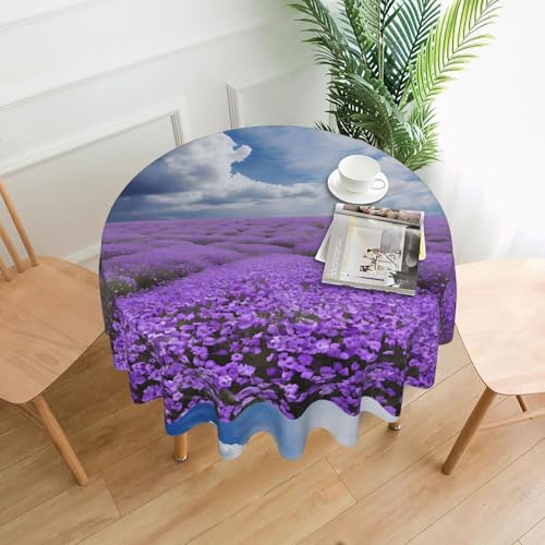LHFIOHIRG (Lavendelblume) Runde Tischdecke, 152 cm, knitterfrei, waschbar, Tischdecke für Küche, Esszimmer, Urlaub, Party, Picknick von LHFIOHIRG