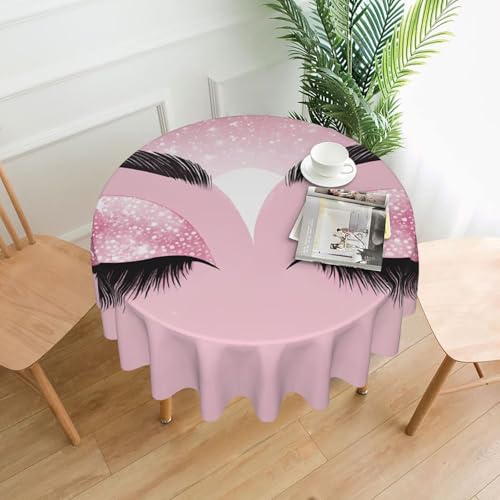 LHFIOHIRG (Rose Gold Wimpern) Runde Tischdecke 152cm Faltenfrei Waschbar Tischdecke für Küche Esszimmer Urlaub Party Picknick von LHFIOHIRG