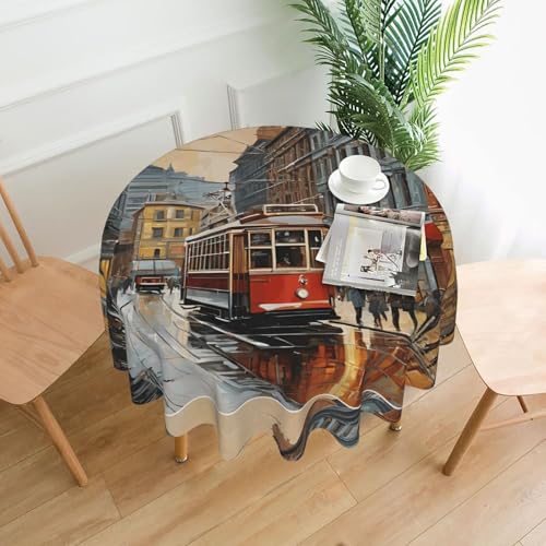 LHFIOHIRG (San Francisco) Runde Tischdecke, 152 cm, knitterfrei, waschbar, Tischabdeckung, für Küche, Esszimmer, Urlaub, Party, Picknick von LHFIOHIRG