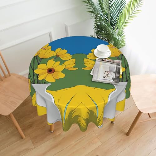 LHFIOHIRG (Schöne Sonnenblume) Runde Tischdecke, 152 cm, knitterfrei, waschbar, Tischdecke für Küche, Esszimmer, Urlaub, Party, Picknick von LHFIOHIRG