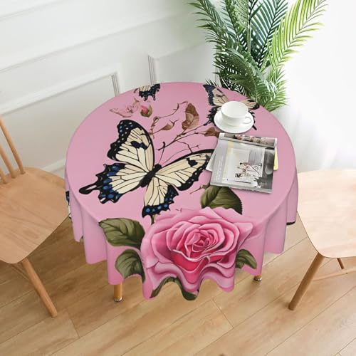 LHFIOHIRG (Schöner Schmetterling) Runde Tischdecke, 152 cm, knitterfrei, waschbar, Tischdecke für Küche, Esszimmer, Urlaub, Party, Picknick von LHFIOHIRG
