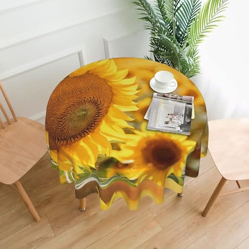 LHFIOHIRG (Sonnenblume) Runde Tischdecke, 152 cm, knitterfrei, waschbar, Tischdecke für Küche, Esszimmer, Urlaub, Party, Picknick von LHFIOHIRG