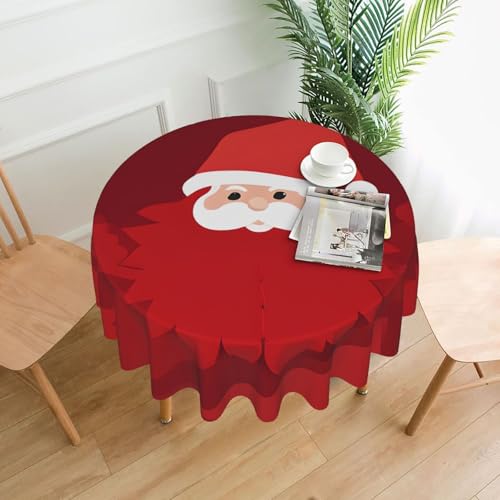 LHFIOHIRG (Weihnachtsmann) Runde Tischdecke, 152 cm, knitterfrei, waschbar, Tischdecke für Küche, Esszimmer, Urlaub, Party, Picknick von LHFIOHIRG