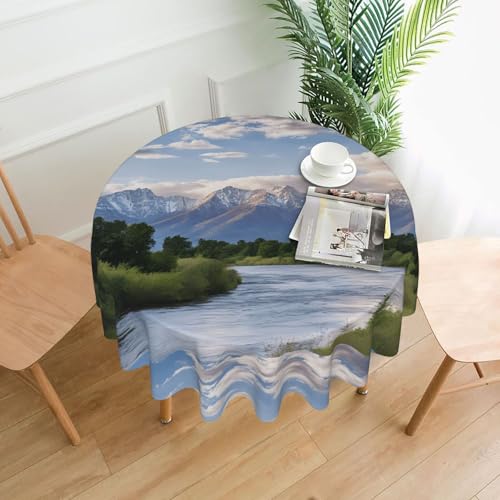 LHFIOHIRG (grand teton national park) Runde Tischdecke, 152 cm, knitterfrei, waschbar, Tischdecke für Küche, Esszimmer, Urlaub, Party, Picknick von LHFIOHIRG