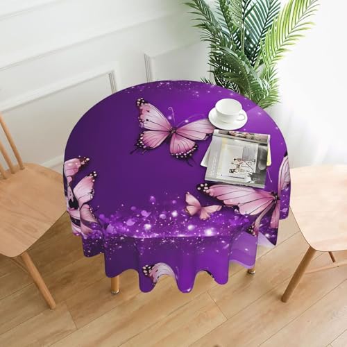 LHFIOHIRG Runde Tischdecke, 152 cm, knitterfrei, waschbar, Tischdecke für Küche, Esszimmer, Urlaub, Party, Picknick, Violett LHFIOHIRG Runde Tischdecke, 152 cm, knitterfrei, waschbar, Tischdecke für Küche, Esszimmer, Urlaub, Party, Picknick, Violett von LHFIOHIRG