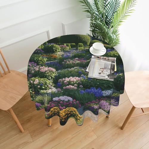 LHFIOHIRG Runde Tischdecke, 152 cm, knitterfrei, waschbar, Tischdecke für Küche, Esszimmer, Urlaub, Party, Picknick von LHFIOHIRG