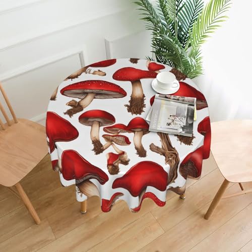 LHFIOHIRG Runde Tischdecke, 152 cm, knitterfrei, waschbar, für Küche, Esszimmer, Urlaub, Party, Picknick, Rot Weiß LHFIOHIRG Runde Tischdecke, 152 cm, knitterfrei, waschbar, für Küche, Esszimmer, Urlaub, Party, Picknick, Rot Weiß von LHFIOHIRG