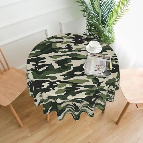 LHFIOHIRG Runde Tischdecke (Cold Tree Camouflage) 152cm knitterfrei waschbar Tischdecke für Küche Esszimmer Urlaub Party Picknick von LHFIOHIRG