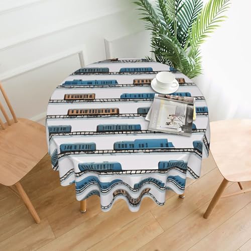 LHFIOHIRG Runde Tischdecke (Einschienenbahn), 152 cm, knitterfrei, waschbar, Tischdecke für Küche, Esszimmer, Urlaub, Party, Picknick von LHFIOHIRG