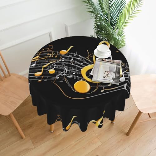 LHFIOHIRG Runde Tischdecke (bunte Musiknote), knitterfrei, waschbar, Tischdecke für Küche, Esszimmer, Urlaub, Party, Picknick, 152 cm von LHFIOHIRG