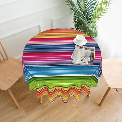 LHFIOHIRG Runde Tischdecke (bunte mexikanische Streifen), knitterfrei, waschbar, Tischdecke für Küche, Esszimmer, Urlaub, Party, Picknick, 152 cm von LHFIOHIRG