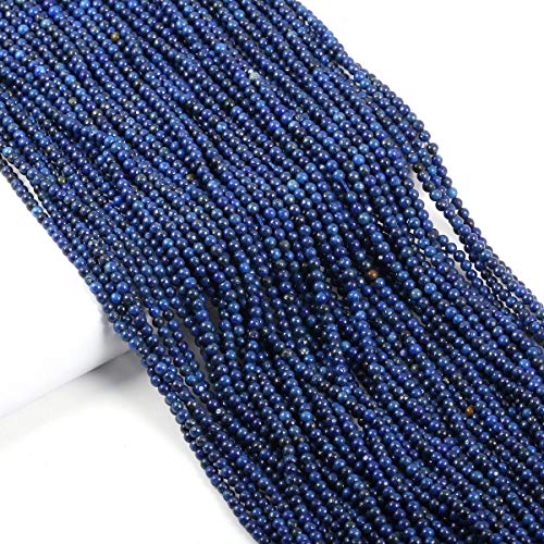Natürliche Lapislazuli-Edelstein-Perlen für die Schmuckherstellung, DIY-Armband, Halskette (2 mm), 2 Stränge von LHJ