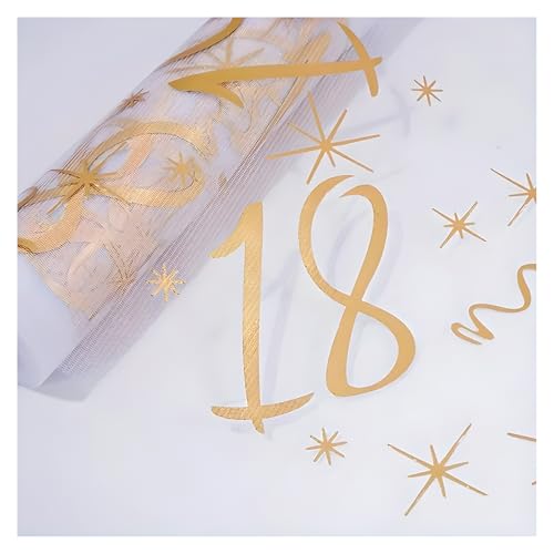 LHLZNB Elegante Dekoration zum 18. Geburtstag, goldfarbener Tischläufer und Party-Tischdekorationen für Mädchen, Tischdecke zum 18. Geburtstag und Tischläufer "Happy Birthday", 28 x 275 cm, 18 Stück LHLZNB Elegante Dekoration zum 18. Geburtstag, goldfarbener Tischläufer und Party-Tischdekorationen für Mädchen, Tischdecke zum 18. Geburtstag und Tischläufer "Happy Birthday", 28 x 275 cm, 18 Stück von LHLZNB