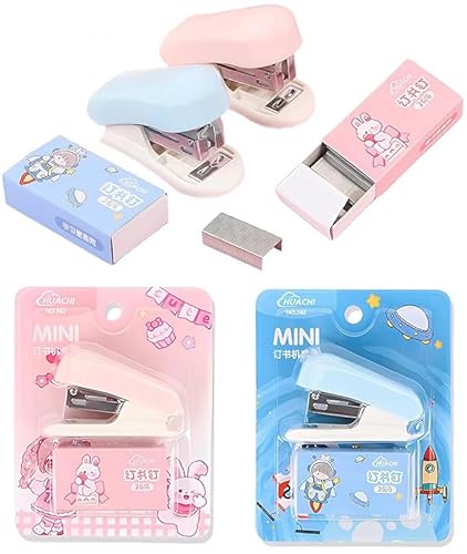 LHLZNB Mini-Heftgerät mit 26/6 Standard-Heftklammern, kleinem Hefter, Hefter und Heftklammern, Mini-Schreibwaren-Set, niedliches Heftgerät, Geschenk für Studenten und Büro, 2 Stück LHLZNB Mini-Heftgerät mit 26/6 Standard-Heftklammern, kleinem Hefter, Hefter und Heftklammern, Mini-Schreibwaren-Set, niedliches Heftgerät, Geschenk für Studenten und Büro, 2 Stück von LHLZNB