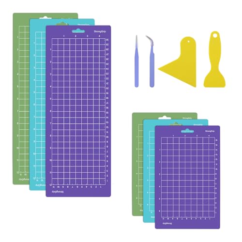 LHOEST 6 Stück Schneidematte für Cricut Joy, 4,5" X 12"+ 4,5" X6,5", Standardgrip, Lightgrip, Stronggrip Rutschfeste Langlebige Cutting Mat, Matte Extra Zubehör für Cricut Joy mit Pinzetten Spatel LHOEST 6 Stück Schneidematte für Cricut Joy, 4,5" X 12"+ 4,5" X6,5", Standardgrip, Lightgrip, Stronggrip Rutschfeste Langlebige Cutting Mat, Matte Extra Zubehör für Cricut Joy mit Pinzetten Spatel von LHOEST