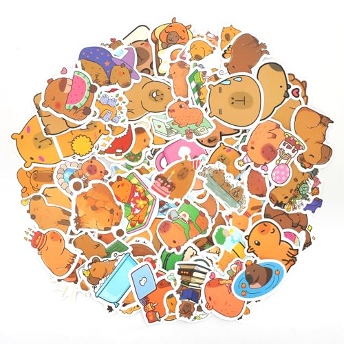 LHOEST Capybara Aufkleber 100 Stück, Capybara Vinyl Sticker für Laptop Wasserflaschen, Niedlich Wasserschwein Wasserdichte Aufkleber für Kinder Jugendliche Erwachsene von LHOEST