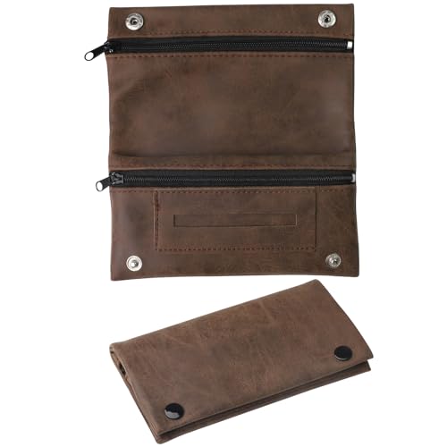 Tabaktasche Leder Braun Tabakbeutel für Drehtabak Tasche Leder PU Tragbar Tabakbeutel Herren Damen Drehtabak Tasche mit Magnetverschluss Tabaktasche Drehertasche Mehrschichtig Tabakbeutel für Tabak von LHOEST