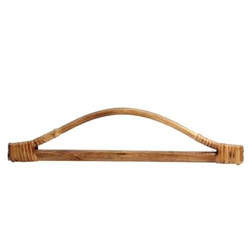 LHSJYG Taschengriffe Bambus Taschenhenkel 2 STÜCKE Rattan Webartikel D-förmiger Ring Bambus Griff Vintage Holz Teile DIY Woven Tasche Griff Gepäck Zubehör(27x8cm Natural) von LHSJYG