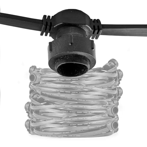 LHW-Licht Lichterkette 20 Meter schwarz Komplettset mit 20 E27 Fassungen und Dichtungen verlängerbar für Außenbereich von LHW-Licht
