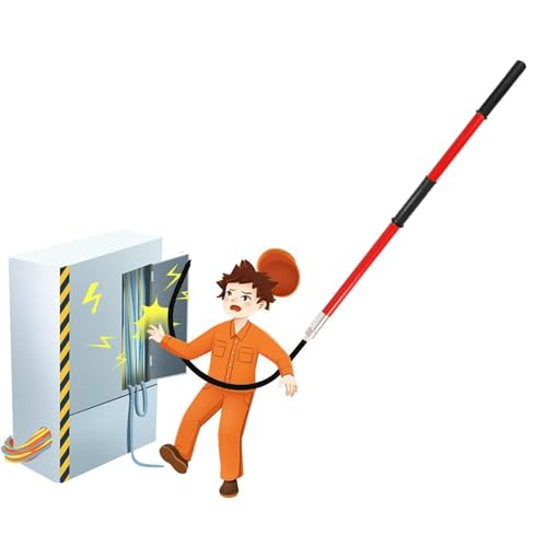 Glasfaser-Rettungshaken, Tragbare Elektrische Rettungsstange, Isolierte Rettungsstange, Epoxidharz-Verlängerungsstange, Für Stromschläge Im Notfall(Red,2m/6.5ft) von LHXLSH