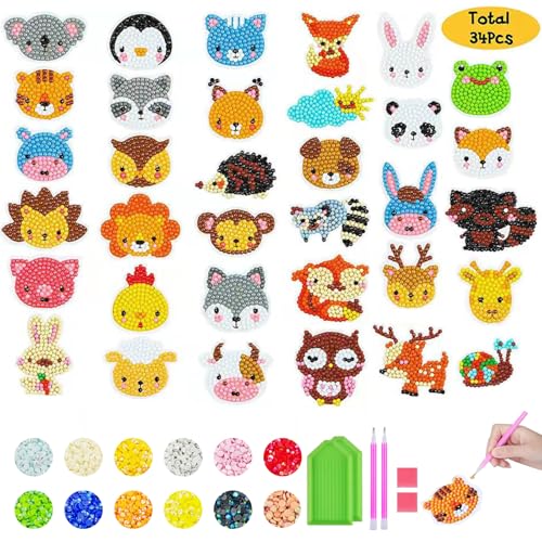 LHXLYSLS Diamond Painting Kinder Nachfüllset, 34 Stück Cartoon Diamant painting Aufkleber Starterset, DIY Diamant Aufkleber Kit Geburtstags Geschenk für Jungen Mädchen LHXLYSLS Diamond Painting Kinder Nachfüllset, 34 Stück Cartoon Diamant painting Aufkleber Starterset, DIY Diamant Aufkleber Kit Geburtstags Geschenk für Jungen Mädchen von LHXLYSLS