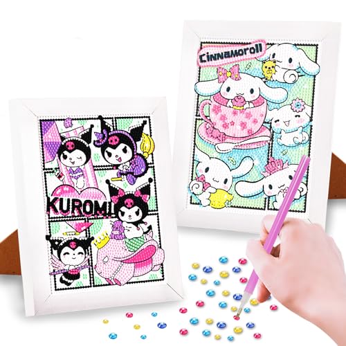 Cartoon Diamant Painting DIY,Diamond Painting Kinder 2 Stücke, Diamond Painting Zubehör mit Bilderrahmen,5D Diamant Painting Bilder Anime,Diamond Painting Bastelset Kinder für Kinder Anfänger(22x17cm) von LHYQDM