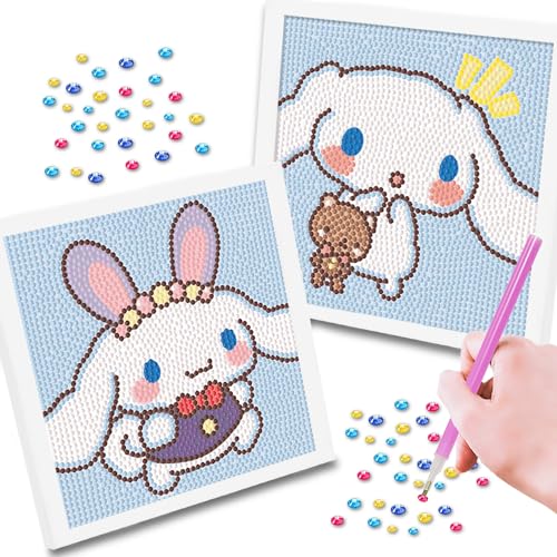 Diamond Painting Kawaii Cartoon 2 Stück,Diamant Painting Bilder Cartoon,Diamant Painting DIY,Diamond Painting Zubehör Und Fotorahmen,Malen Nach Zahlen 5D Diamant Painting Für Wand Dekor 17x17cm von LHYQDM