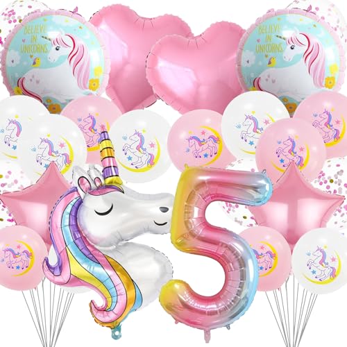 Geburtstagsdeko Kinder,Geburtstagsdeko Mädchen 5 Jahre,Party Dekoration Geburtstag,Geburtstag Luftballons,Geburtstag Folienballons,Thema Geburtstagsparty Dekoration für Kinder von LHYQDM