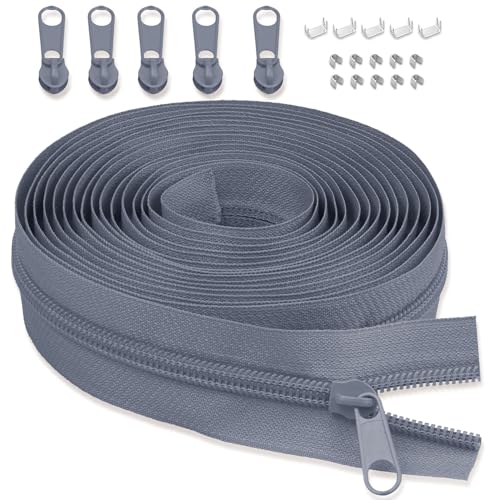 LHZHLE 3mm Endlosreißverschluss Mit Zipper: 3.65m Blaugrau Nylon Reissverschluss - Meterware mit 5 Reißverschlusszügen für Nähen Bettwäsche und Kopfkissen LHZHLE 3mm Endlosreißverschluss Mit Zipper: 3.65m Blaugrau Nylon Reissverschluss - Meterware mit 5 Reißverschlusszügen für Nähen Bettwäsche und Kopfkissen von LHZHLE
