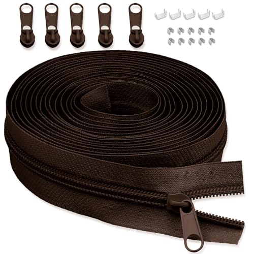 LHZHLE 5mm Endlosreißverschluss Mit Zipper: 3.65m Kaffeebraun Nylon Reissverschluss - Meterware mit 5 Reißverschlusszügen für Nähen Bettwäsche und Kopfkissen LHZHLE 5mm Endlosreißverschluss Mit Zipper: 3.65m Kaffeebraun Nylon Reissverschluss - Meterware mit 5 Reißverschlusszügen für Nähen Bettwäsche und Kopfkissen von LHZHLE