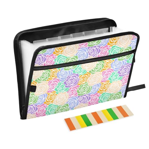 LI ZHI XIN A4 Dokumentenmappe Mit 13 Tasche Dokument Organizer Klassifizierungsordner Wasserfeste Seitlich ReißVerschluss Ordner FäChermappe Bunte Rosen-Muster LI ZHI XIN A4 Dokumentenmappe Mit 13 Tasche Dokument Organizer Klassifizierungsordner Wasserfeste Seitlich ReißVerschluss Ordner FäChermappe Bunte Rosen-Muster von LI ZHI XIN