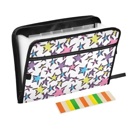 LI ZHI XIN A4 Dokumentenmappe Mit 13 Tasche Dokument Organizer Klassifizierungsordner Wasserfeste Seitlich ReißVerschluss Ordner FäChermappe Bunter Stern-Muster LI ZHI XIN A4 Dokumentenmappe Mit 13 Tasche Dokument Organizer Klassifizierungsordner Wasserfeste Seitlich ReißVerschluss Ordner FäChermappe Bunter Stern-Muster von LI ZHI XIN