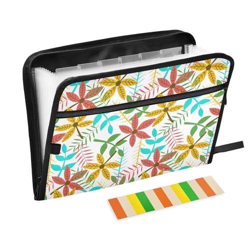 LI ZHI XIN A4 Dokumentenmappe Mit 13 Tasche Dokument Organizer Klassifizierungsordner Wasserfeste Seitlich ReißVerschluss Ordner FäChermappe Buntes Blätter-Muster LI ZHI XIN A4 Dokumentenmappe Mit 13 Tasche Dokument Organizer Klassifizierungsordner Wasserfeste Seitlich ReißVerschluss Ordner FäChermappe Buntes Blätter-Muster von LI ZHI XIN
