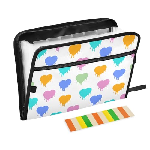 LI ZHI XIN A4 Dokumentenmappe Mit 13 Tasche Dokument Organizer Klassifizierungsordner Wasserfeste Seitlich ReißVerschluss Ordner FäChermappe Buntes HerzföRmiges Muster LI ZHI XIN A4 Dokumentenmappe Mit 13 Tasche Dokument Organizer Klassifizierungsordner Wasserfeste Seitlich ReißVerschluss Ordner FäChermappe Buntes HerzföRmiges Muster von LI ZHI XIN