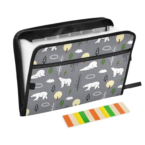 LI ZHI XIN A4 Dokumentenmappe Mit 13 Tasche Dokument Organizer Klassifizierungsordner Wasserfeste Seitlich ReißVerschluss Ordner FäChermappe Eisbär-Baum-Tier-Muster LI ZHI XIN A4 Dokumentenmappe Mit 13 Tasche Dokument Organizer Klassifizierungsordner Wasserfeste Seitlich ReißVerschluss Ordner FäChermappe Eisbär-Baum-Tier-Muster von LI ZHI XIN
