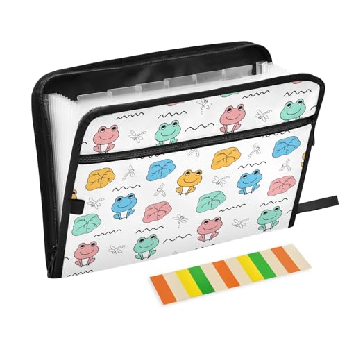 LI ZHI XIN A4 Dokumentenmappe Mit 13 Tasche Dokument Organizer Klassifizierungsordner Wasserfeste Seitlich ReißVerschluss Ordner FäChermappe Frosch Cartoon-Muster LI ZHI XIN A4 Dokumentenmappe Mit 13 Tasche Dokument Organizer Klassifizierungsordner Wasserfeste Seitlich ReißVerschluss Ordner FäChermappe Frosch Cartoon-Muster von LI ZHI XIN