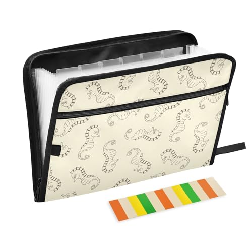 LI ZHI XIN A4 Dokumentenmappe Mit 13 Tasche Dokument Organizer Klassifizierungsordner Wasserfeste Seitlich ReißVerschluss Ordner FäChermappe Seepferdchen-Muster LI ZHI XIN A4 Dokumentenmappe Mit 13 Tasche Dokument Organizer Klassifizierungsordner Wasserfeste Seitlich ReißVerschluss Ordner FäChermappe Seepferdchen-Muster von LI ZHI XIN