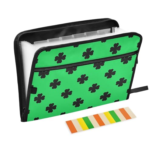 LI ZHI XIN A4 Dokumentenmappe Mit 13 Tasche Dokument Organizer Klassifizierungsordner Wasserfeste Seitlich ReißVerschluss Ordner FäChermappe Vierblättriger Klee-Muster LI ZHI XIN A4 Dokumentenmappe Mit 13 Tasche Dokument Organizer Klassifizierungsordner Wasserfeste Seitlich ReißVerschluss Ordner FäChermappe Vierblättriger Klee-Muster von LI ZHI XIN