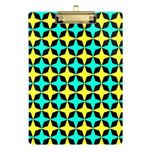 LI ZHI XIN A4 Standard Klemmbretter,Acryl Clipboard,9 X 12.5 Zoll,Mit Einziehbaren Haken,FüR Schule,BüRo,Krankenschwestern Vierzackiges Stern-Muster von LI ZHI XIN