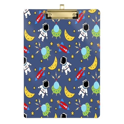 LI ZHI XIN A4 Standard Klemmbretter,Acryl Clipboard,9 X 12.5 Zoll,Mit Einziehbaren Haken,FüR Schule,BüRo,Krankenschwestern Weltraumplanet Cartoon-Muster von LI ZHI XIN