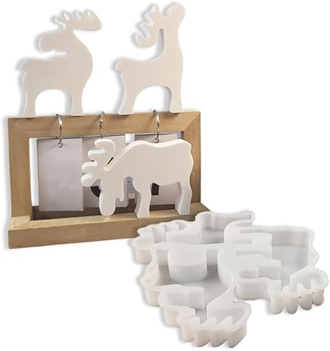 Silikonform Weihnachten Elch, Gießformen Weihnachten, Elch Kerzenformen zum Gießen, Gipsformen zum Gießen, Silikonform 3D Elch für DIY Weihnachten Kerze, Handwerk, Heimdekoration (Elch/ 3 in 1) von LIAESMART