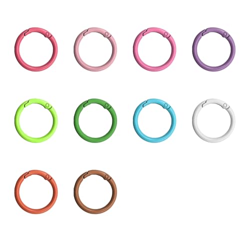 LIANCHEN 10 Pcs Runde Karabiner Schlüsselanhänger 34 mm Bunt Schlüsselring Karabiner Legierung Schlüsselring Metallring Feder O Ringe für Schlüsselkette, Rucksack, Diy Handwerk (Mehrfarbig 2) von LIANCHEN