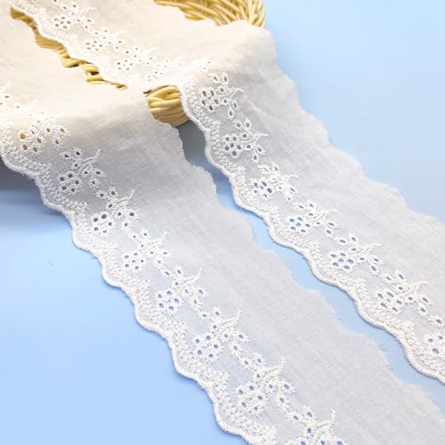 LIANCHEN 15 Yards 7 cm Breite Spitzenbänder Blumenmuster Blumen Spitzenbordüre Vintage Weiß Rüschen Spitzenbesatz Öse Inelastische Stickerei Zierband Spitzenborte für Nähen Handwerk Hochzeit (Weiß) LIANCHEN 15 Yards 7 cm Breite Spitzenbänder Blumenmuster Blumen Spitzenbordüre Vintage Weiß Rüschen Spitzenbesatz Öse Inelastische Stickerei Zierband Spitzenborte für Nähen Handwerk Hochzeit (Weiß) von LIANCHEN