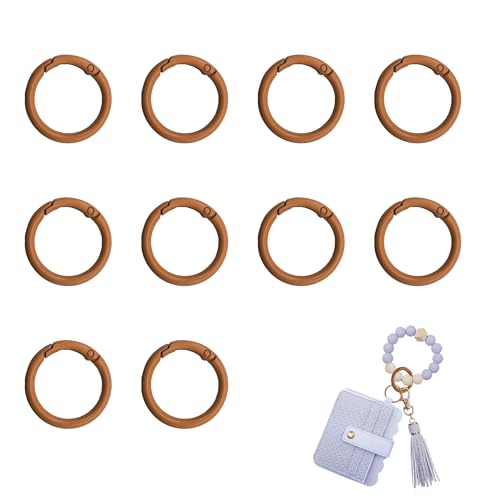 LIANCHEN 10 Pcs Runde Karabiner Schlüsselanhänger 34 mm Bunt Schlüsselring Karabiner Legierung Schlüsselring Metallring Feder O Ringe für Schlüsselkette, Rucksack, Diy Handwerk (Braun) von LIANCHEN