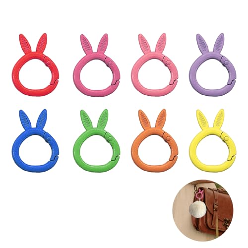 LIANCHEN 8 Farben Rund Karabiner Schlüsselanhänger Hase Karabinerhaken Rund Karabiner schlüsselring für Schlüsselring, Rucksack, Anhänger, 16 pcs, Äußerer Durchmesser: 2,8 cm(Mehrfarbige 1) von LIANCHEN