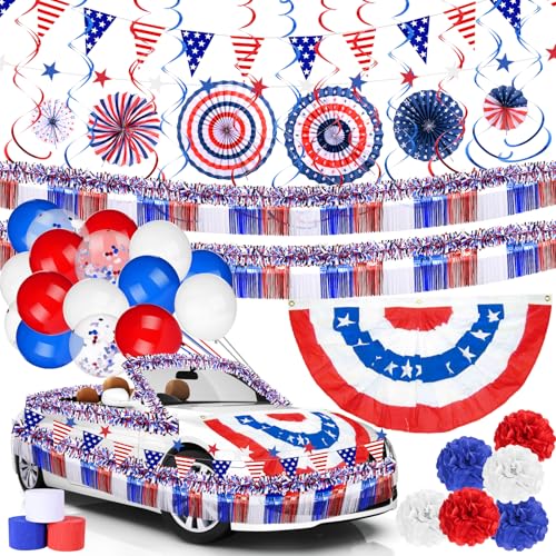 4. Juli Dekorationen Parade Float Party Golfwagen Dekorationen Kit Parade 4. Juli Unabhängigkeitstag hängende Luftschlangen Vorhänge Lametta Girlande Luftballons Papierfächer Banner 4. Juli Dekorationen Parade Float Party Golfwagen Dekorationen Kit Parade 4. Juli Unabhängigkeitstag hängende Luftschlangen Vorhänge Lametta Girlande Luftballons Papierfächer Banner von LIANGMIDA
