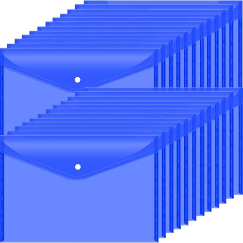 Dokumentenmappen aus Kunststoff mit Druckknopfverschluss, transparente Dokumentenmappen für A4-Ordner, Polymappen, für Schule und Bürobedarf, Blau, 24 Stück Dokumentenmappen aus Kunststoff mit Druckknopfverschluss, transparente Dokumentenmappen für A4-Ordner, Polymappen, für Schule und Bürobedarf, Blau, 24 Stück von LIANGYUNZE