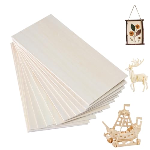 LIANRISES 15 Stück 200x100x1.5mm Bastelholz Balsaholz Sperrholzplatte, Dünne Holzplatten Zum Basteln, Leimholzplatte, Unfertigte, Glatte Oberflächen für Die Dekoration Hauses, DIY, Malerei und Gravur von LIANRISES