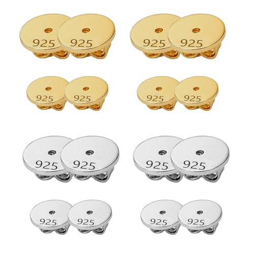 LIANRISES 16 Stück Ohrstecker Verschluss Gold Silber, Ohrringverschlüsse, Stecker für Ohrringe Hinten, Ersatz und Schachtel LIANRISES 16 Stück Ohrstecker Verschluss Gold Silber, Ohrringverschlüsse, Stecker für Ohrringe Hinten, Ersatz und Schachtel von LIANRISES